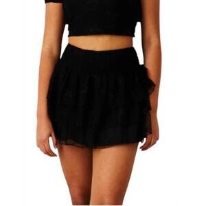 NEW THEME gemma mesh bow mini skirt in black